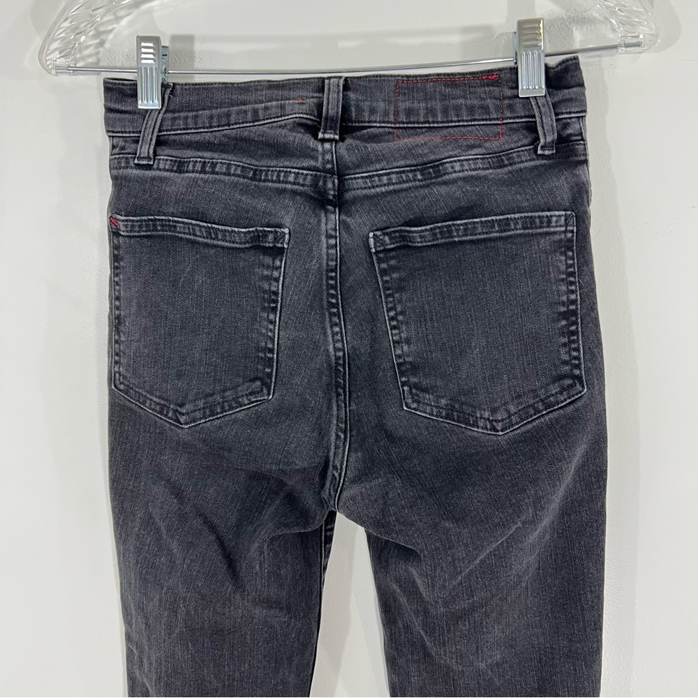 Marine Layer High Rise Skinny Washed Black Jeans Raw Hem Size 26 - Picture 6 of 9